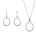 Orphelia® 'Aria' Women's Sterling Silver Set: Chain-Pendant + Earrings - Silver SET-7494