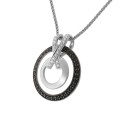 Orphelia® 'Azalea' Damen Sterling Silber Halskette mit Anhänger - Silber/Schwarz ZH-7095/2