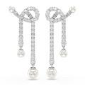 Swarovski® 'Matrix' Women's Base Metal Drop Earrings - Silver 5692417