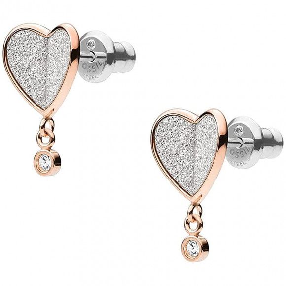 fossil heart stud earrings