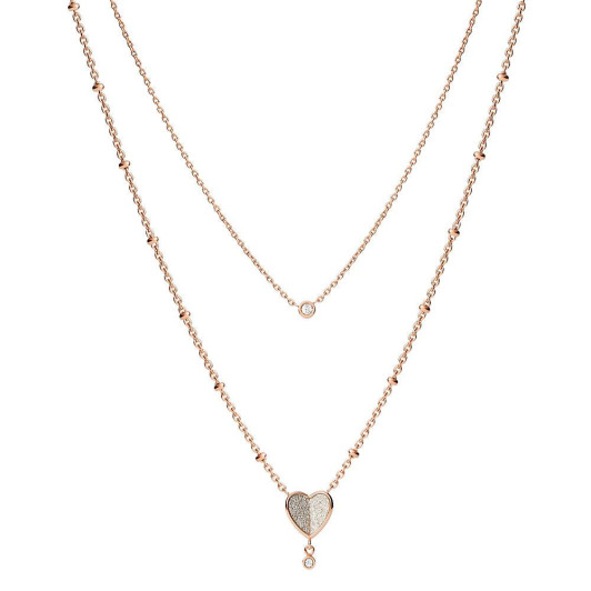 Fossil Jewellery® 'Flutter hearts' Dames RVS Collier - Rosegold JF03648791