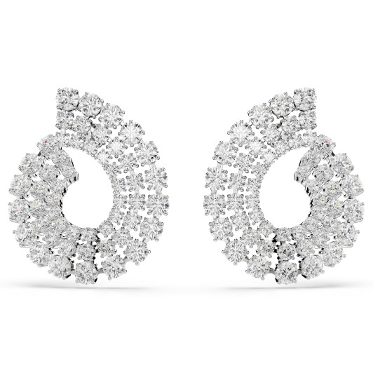 Swarovski® 'Matrix Tennis' Women's Base Metal Hoop Earrings - Silver 5705834