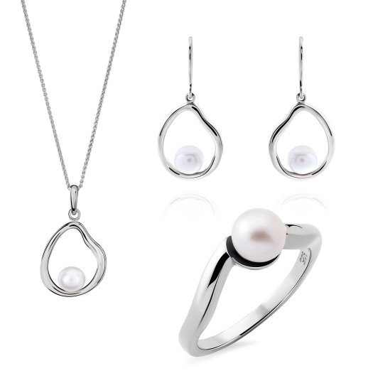 Orphelia® 'Baptiste' Femmes Argent Set: Necklace + Earrings + Ring - Argent SET-7507