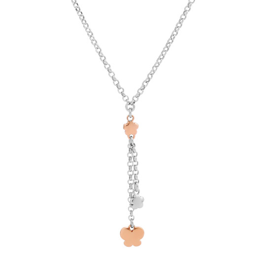Orphelia® 'Lorelei' Women's Sterling Silver Chain with Pendant - Silver/Rose ZK-7386