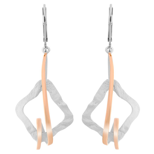 Orphelia® 'Lamara' Women's Sterling Silver Drop Earrings - Silver/Rose ZO-7207