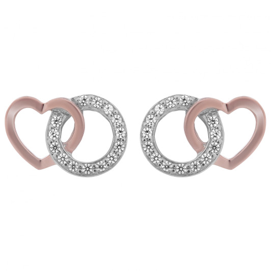 Orphelia® 'Ely' Dames Zilver 925 925 Oorknoppen - Zilver/Rosé ZO-7286