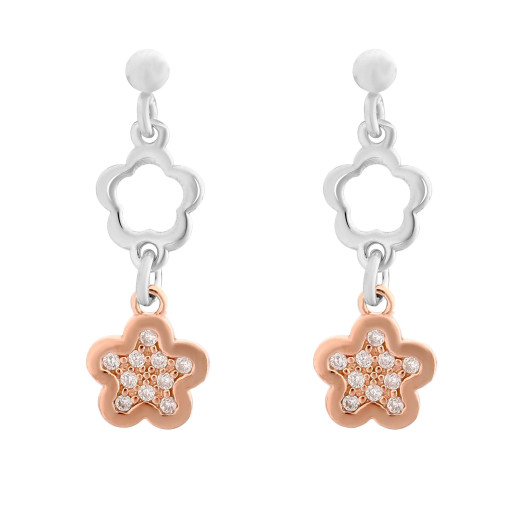 Orphelia® 'Nixie' Dames Zilver 925 925 Oorhangers - Zilver/Rosé ZO-7377