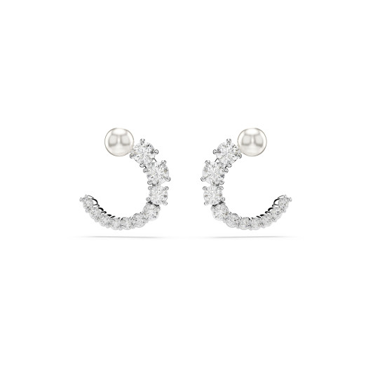 Swarovski® 'Matrix' Women's Base Metal Hoop Earrings - Silver 5692260