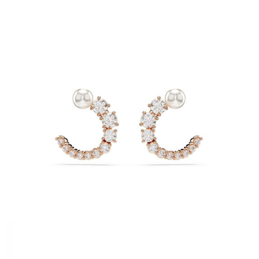 Swarovski® 'Matrix' Women's Gold Plated Metal Hoop Earrings - Rose 5692264