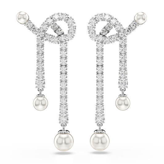 Swarovski® 'Matrix' Women's Base Metal Drop Earrings - Silver 5692417