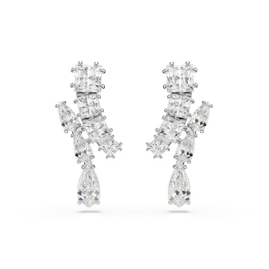 Swarovski® 'Matrix' Women's Base Metal Drop Earrings - Silver 5700418