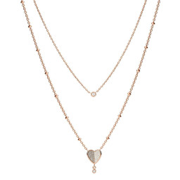 Fossil Jewellery® 'Flutter Hearts' Damen Edelstahl Halsband - Roségold JF03648791