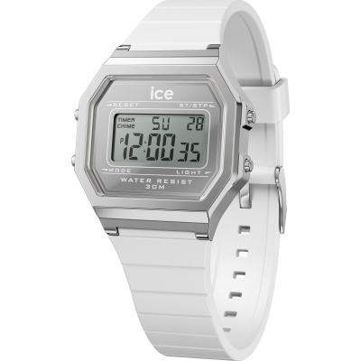 Ice Watch® Digital 'Ice Digit Retro - Metal Silver Mirror - White' Women's Watch (Small) 022734