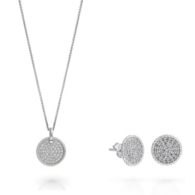 Orphelia® 'Bella' Women's Sterling Silver Set: Necklace + Earrings - Silver SET-7565