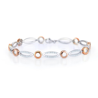 Orphelia® 'Elsie' Women's Sterling Silver Bracelet - Silver/Rose ZA-7362