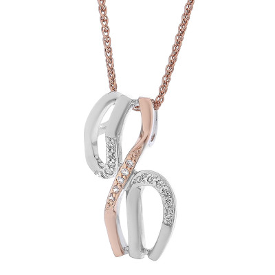 Orphelia® 'Sally' Women's Sterling Silver Chain with Pendant - Silver/Rose ZH-7230