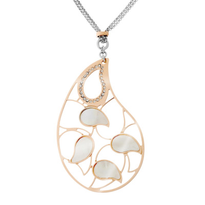 Orphelia® 'Lana' Women's Sterling Silver Chain with Pendant - Silver/Rose ZK-7164