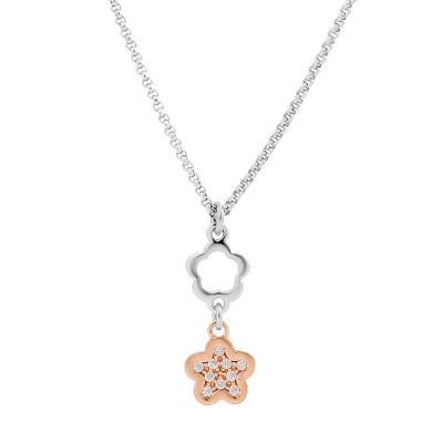 Orphelia® 'Nixie' Women's Sterling Silver Chain with Pendant - Silver/Rose ZK-7377