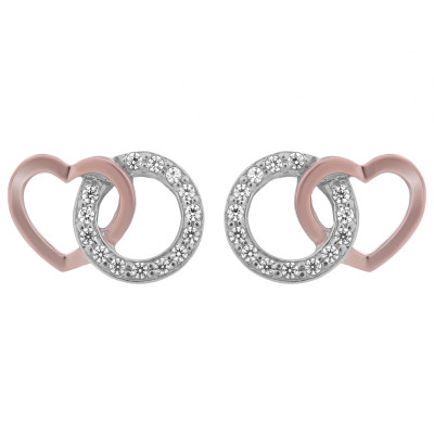 Orphelia® 'Ely' Women's Sterling Silver Stud Earrings - Silver/Rose ZO-7286