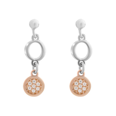 Orphelia® 'Maite' Women's Sterling Silver Drop Earrings - Silver/Rose ZO-7376