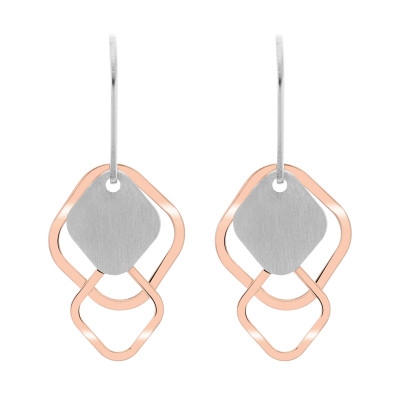 Orphelia® 'Inez' Women's Sterling Silver Drop Earrings - Silver/Rose ZO-7391