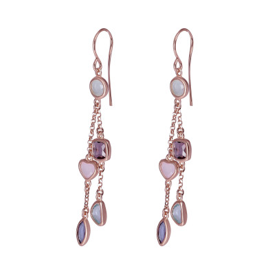 Orphelia® 'Bling' Women's Sterling Silver Drop Earrings - Rose ZO-7412