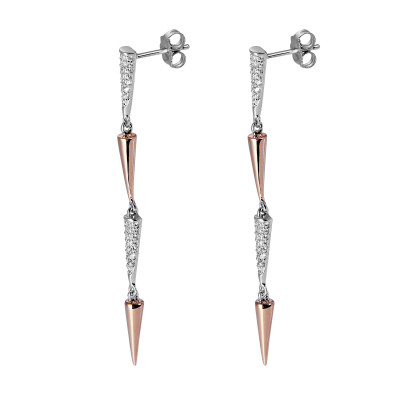 Orphelia® 'Aada' Women's Sterling Silver Drop Earrings - Silver/Rose ZO-7433