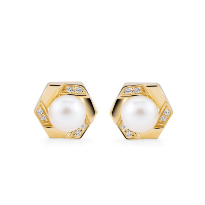 Orphelia® 'Aliva' Women's Sterling Silver Stud Earrings - Gold ZO-7469/G