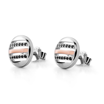 Orphelia® 'Maxwell' Women's Sterling Silver Stud Earrings - Silver/Rose ZO-7501