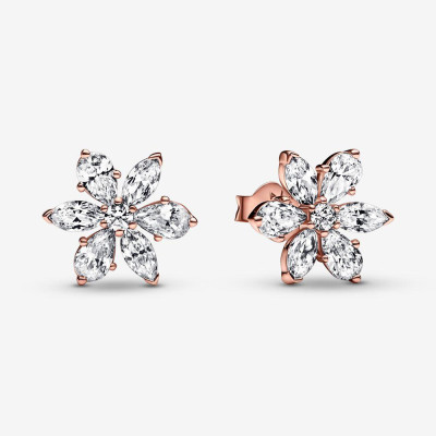 Pandora® Pandora Timeless 'Herbarium Cluster' Women's Gold Plated Metal Stud Earrings - Rose 282407C01