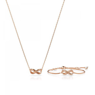 Swarovski® 'Hyperbola' Women's Gold Plated Metal Set: Bracelet + Necklace - Rose 5682483