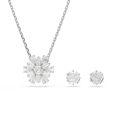 Swarovski® 'Idyllia' Women's Base Metal Set: Necklace + Earrings - Silver 5691486