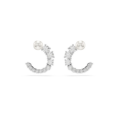 Swarovski® 'Matrix' Women's Base Metal Hoop Earrings - Silver 5692260