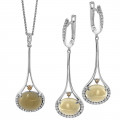 Orphelia® 'Felicia' Women's Sterling Silver Set: Chain-Pendant + Earrings - Silver SET-7046