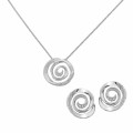 'Cora' Women's Sterling Silver Set: Chain-Pendant + Earrings - Silver SET-7087