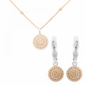 Orphelia® Women's Sterling Silver Set: Chain-Pendant + Earrings - Silver/Rose SET-7120 #1