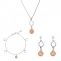 Orphelia® Women's Sterling Silver Set: Chain + Bracelet + Earrings - Silver/Rose SET-7376 #1
