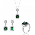 Orphelia® Women's Sterling Silver Set: Necklace + Earrings + Ring - Silver SET-7426/EM #5