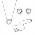 Orphelia® Women's Sterling Silver Set: Bracelet + Earrings + Necklace - Silver SET-7482 #1