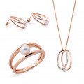 Orphelia® Women's Sterling Silver Set: Necklace + Earrings + Ring - Rose SET-7509 #3