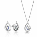 Orphelia® 'Dazzle' Women's Sterling Silver Set: Chain-Pendant + Earrings - Silver SET-7518/B #1