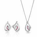 Orphelia® 'DAZZLE' Women's Sterling Silver Set: Chain-Pendant + Earrings - Silver SET-7518/R #1