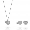 Orphelia® 'Elite' Women's Sterling Silver Set: Necklace + Earrings - Silver SET-7566