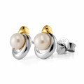 Orphelia® 'MATHILDE' Women's Sterling Silver Stud Earrings - Silver/Gold ZO-7510/G #1