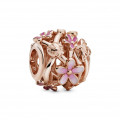 Pandora® Pandora Garden 'Pink Daisy Flower' Women's Gold Plated Metal Charm - Rose 788772C01