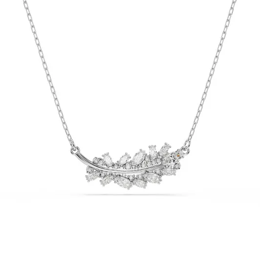 Swarovski 'Vienna Feather' Women's Base Metal Necklace - Silver 5756111