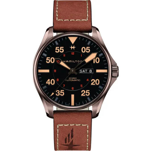 Hamilton® Analogue 'Khaki Aviation Pilot Day Date' Men's Watch H64705531