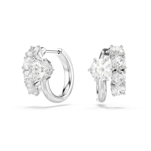 Swarovski 'Matrix Crash' Women's Base Metal Hoop Earrings - Silver 5753572