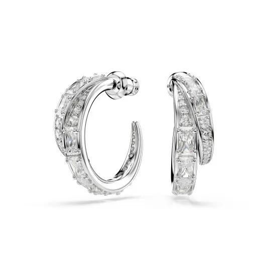 Swarovski 'Vienna Swan' Women's Base Metal Hoop Earrings - Silver 5749069