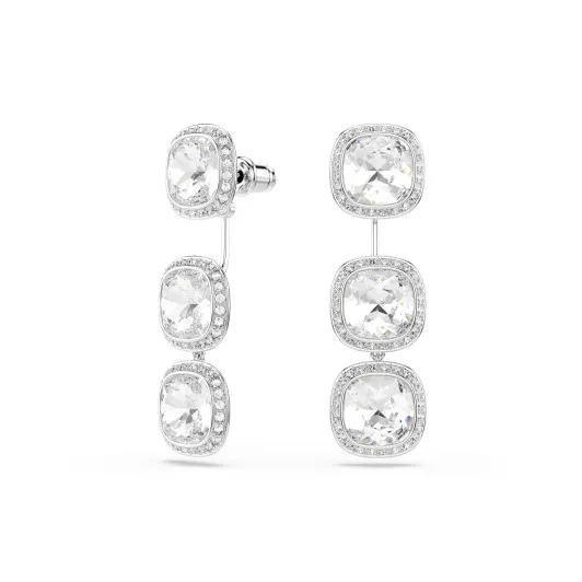 Swarovski 'Una Angelic Cushion' Women's Base Metal Drop Earrings - Silver 5754342